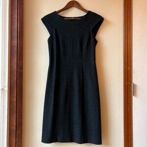 Banana Republic 100% Wool Herringbone Sheath Dress Dark Gray Cap Sleeves Size 8